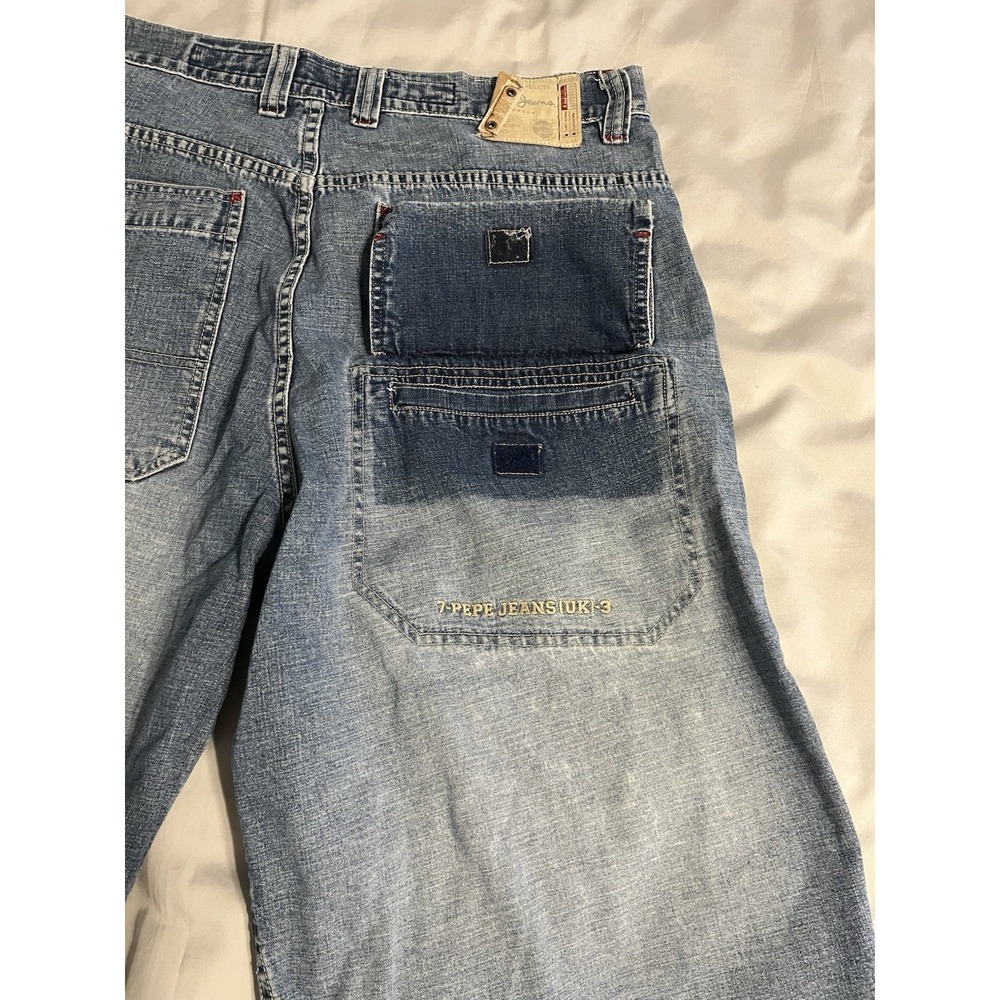 Vintage Pepe Jean Shorts Denim Carpenter Y2K Baggy Skater Blue 38 - Picture 7 of 16